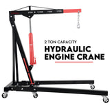 2 Ton Hydraulic Engine Crane Folding Hoist Stand Mobile Lifter Workshop Lift
