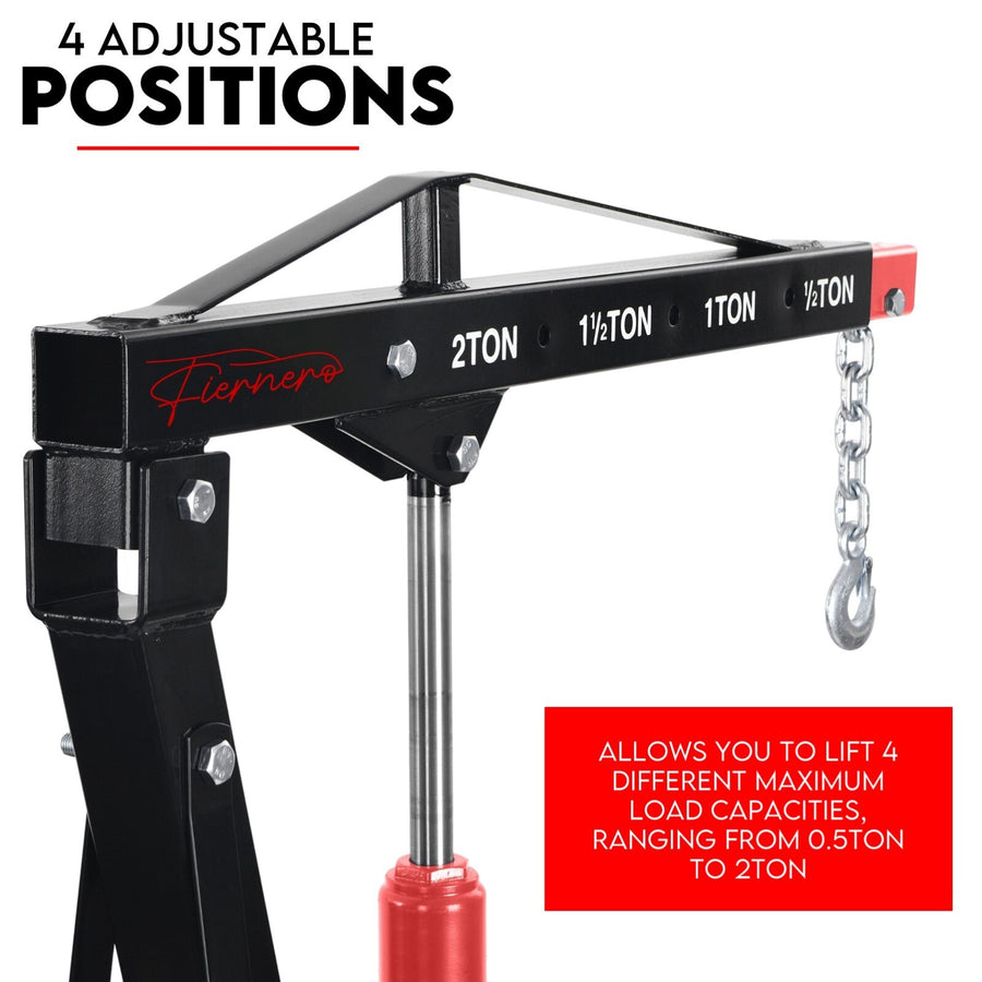 2 Ton Hydraulic Engine Crane Folding Hoist Stand Mobile Lifter Workshop Lift, image 5