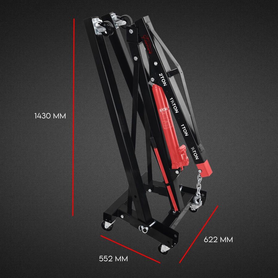 2 Ton Hydraulic Engine Crane Folding Hoist Stand Mobile Lifter Workshop Lift, image 7