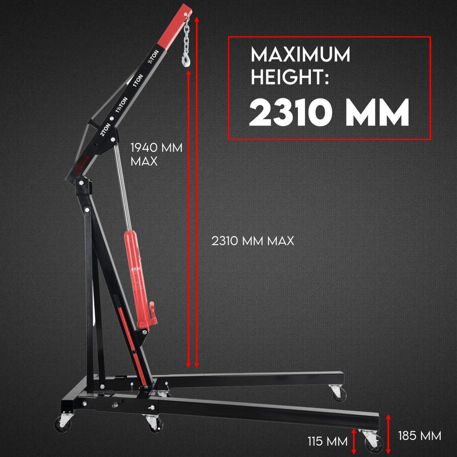 2 Ton Hydraulic Engine Crane Folding Hoist Stand Mobile Lifter Workshop Lift, image 8
