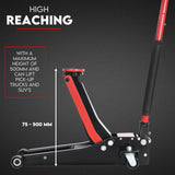 Hydraulic Floor Jack 3T Trolley Low Profile Car Track Quick Lifting 75-500mm - Close-Up Angle