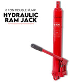 8 Ton Hydraulic Ram Jack Lift Shop Crane Engine Hoist Lifting Double Dual Pump