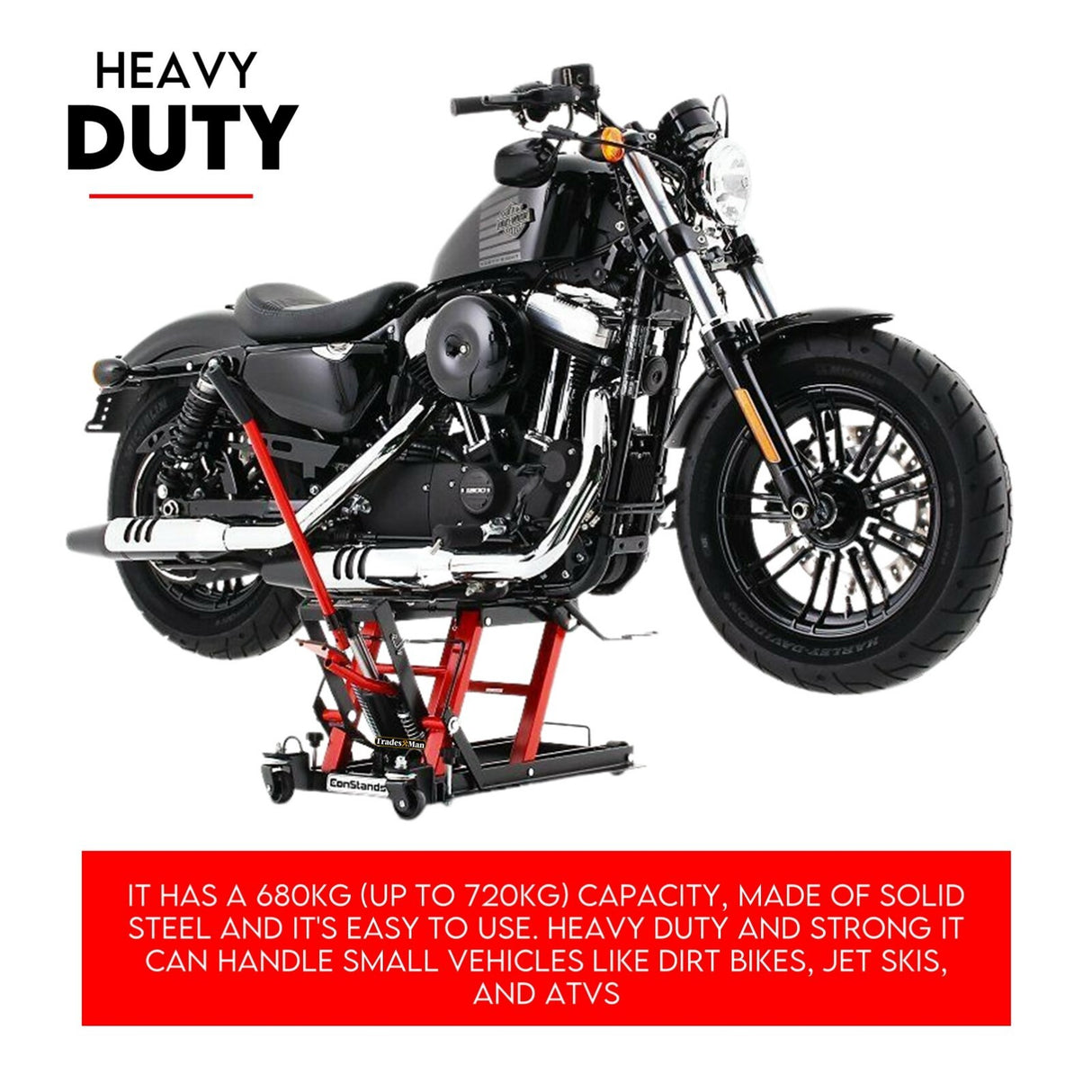 Low Profile Motorcycle ATV 680kg Motorbike Hydraulic Jack Stand Tie Down