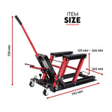 Low Profile Motorcycle ATV 680kg Motorbike Hydraulic Jack Stand Tie Down - Close-Up Angle