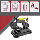 Portable Band Saw 127mm Cold Cut Metal Cut Chop Bandsaw Steel Hand Drop - Side View