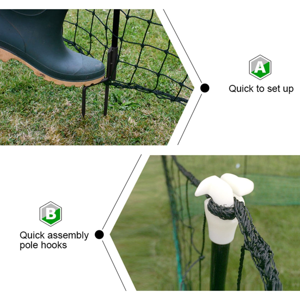 Electric Chicken Netting 60m x 115cm Green Double Prong Poultry Mesh Fence