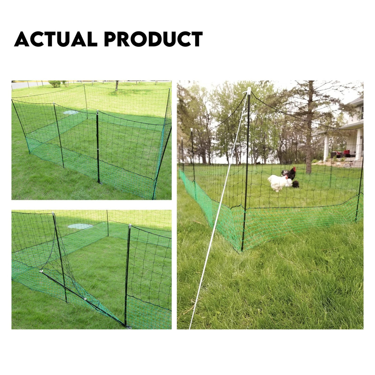 Electric Chicken Netting 60m x 115cm Green Double Prong Poultry Mesh Fence