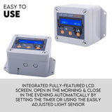 Automatic Chicken Coop Door Opener Cage Closer Timer and Light Sensor - Front View