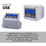 Chicken Coop Door with Digital LCD Screen to manage Timer and Sensor - Front View