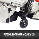 75CC Petrol Demolition Saw Concrete Cut Off Wet Demo Cutter Road Brick 350MM - Close-Up Angle