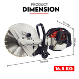 75CC Petrol Demolition Saw Concrete Cut Off Wet Demo Cutter Road Brick 350MM - Low Angle