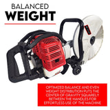 Petrol Demolition Saw 75CC Concrete Cut Off Wet Demo Road Cutter Brick 350MM - 45-Degree Angle