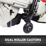 Petrol Demolition Saw 75CC Concrete Cut Off Wet Demo Road Cutter Brick 350MM - Close-Up Angle