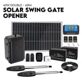 Full Solar Automatic 40W Double Swing Gate Opener Remote Keypad Control