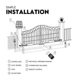 Full Solar Automatic 40W Double Swing Gate Opener Remote Keypad Control