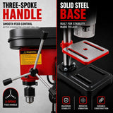 King Tech 450W Drill Press Pedestal Benchtop Bench Stand Pillar 5 Variable Speed - Rear View