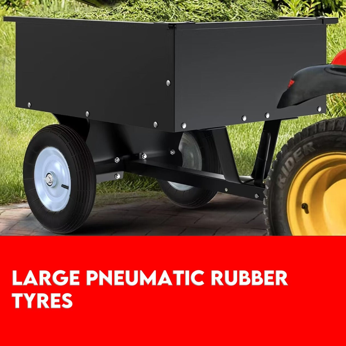 270kg Steel Dump Cart for Ride on Mower ATV Metal Garden Trailer