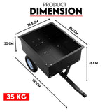 270kg Steel Dump Cart for Ride on Mower ATV Metal Garden Trailer - Low Angle