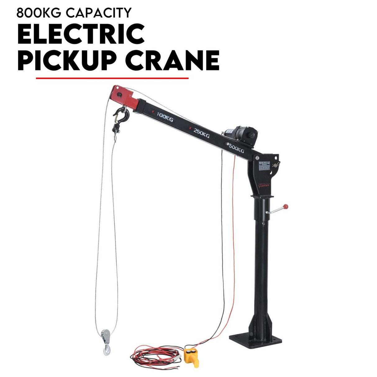 800kg Electric Hoist Winch Crane 12V Swivel Car Truck UTE Lift 360Â° Pick Up