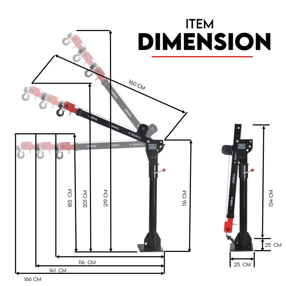 800kg Electric Hoist Winch Crane 12V Swivel Car Truck UTE Lift 360Â° Pick Up