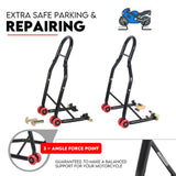 Front and Rear Motorcycle Stand Motorbike Lift Heavy Duty Paddock Carrier Bike Hoist