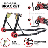 Front and Rear Motorcycle Stand Motorbike Lift Heavy Duty Paddock Carrier Bike Hoist - Side View