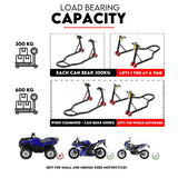 Front and Rear Motorcycle Stand Motorbike Lift Heavy Duty Paddock Carrier Bike Hoist - Rear View