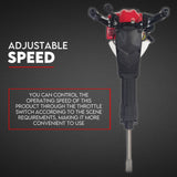 2 Stroke Petrol Demolition Jackhammer Concrete Tile Breaker 52cc Jack Hammer - Rear View
