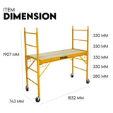 450kg Mobile Scaffold Ladder Scaffolding Platform Portable Ladder Work Safety - Close-Up Angle