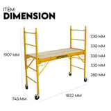 450kg Mobile Scaffold Ladder Scaffolding Platform Portable Ladder Work Safety - Rear View