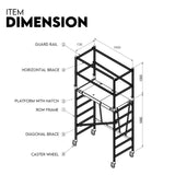 3.0M Aluminium Scaffold Mobile Tower Single Width Platform Height AU Standard - Close-Up Angle