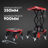 Motorcycle Scissor Lift Stand 136kg Hydraulic Motorbike Lifter Dirt Bike Jack - Rear View
