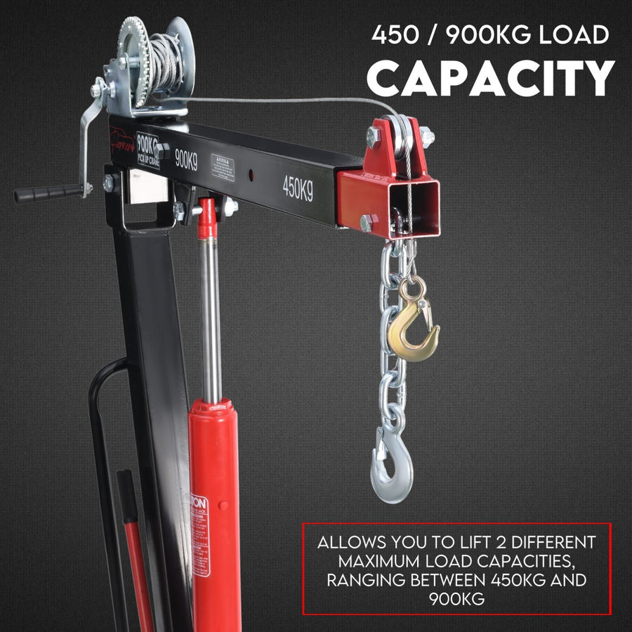 900kg Swivel Hydraulic Crane Hoist Jack UTE Trailer Truck Winch Pick up Lift, Swivel