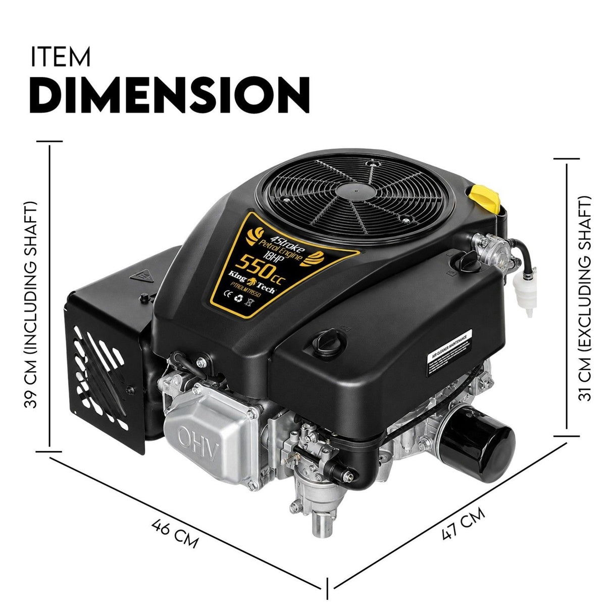 18HP Vertical Shaft Lawn Mower Engine Petrol Motor 4 Stroke OHV Ride On
