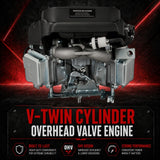 25HP V-Twin Vertical Shaft Lawn Engine Petrol Motor 4 Stroke Ride On Mower - Side View