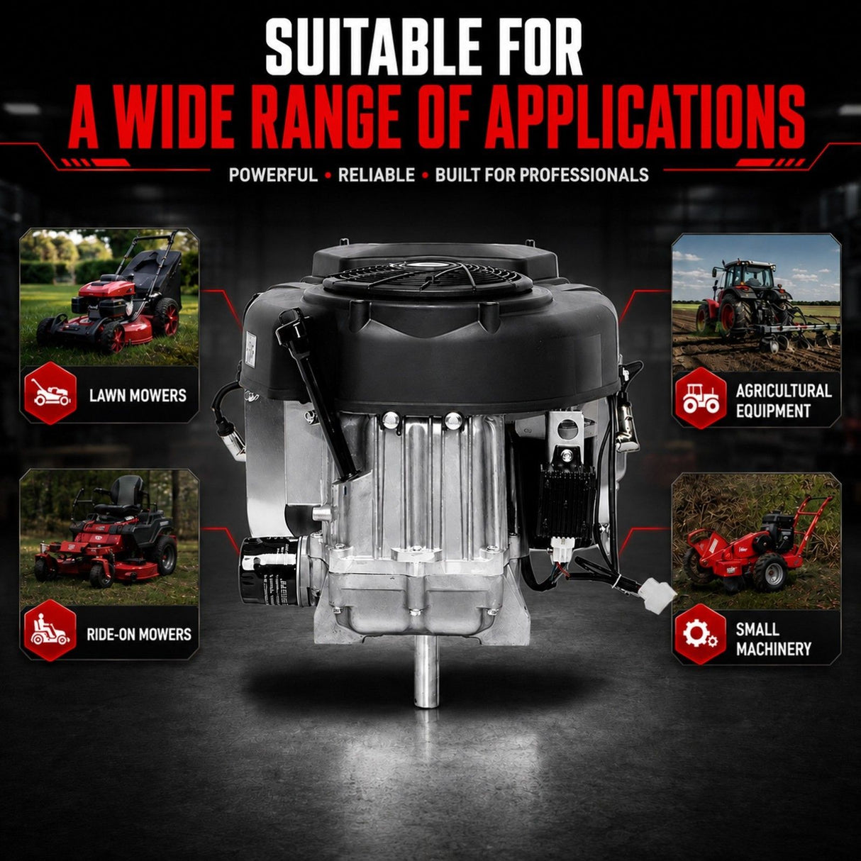 25HP V-Twin Vertical Shaft Lawn Engine Petrol Motor 4 Stroke Ride On Mower