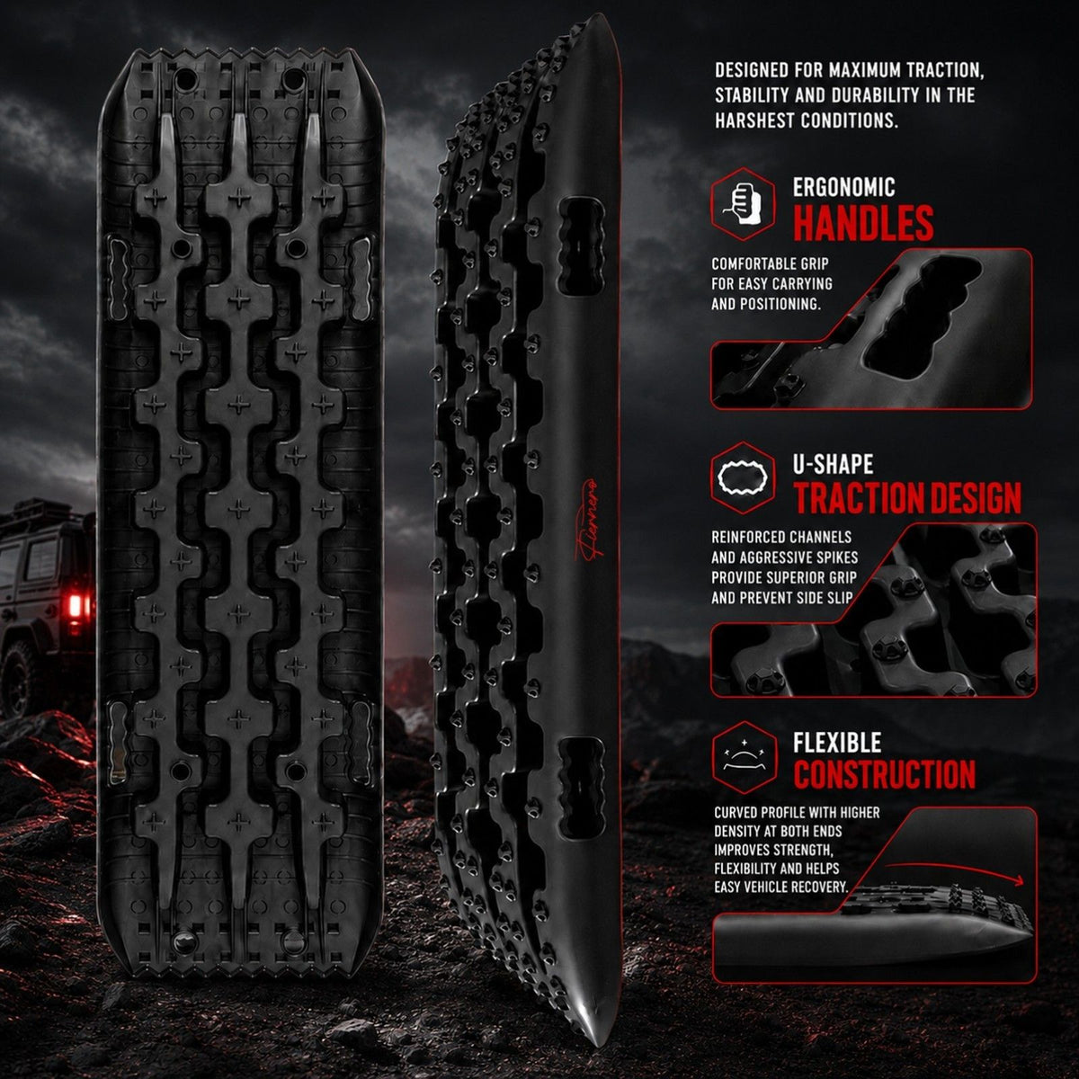 2x 10 Ton 4WD Car Recovery Tracks Sand Mud Snow Traction Boards Off-Road Device Mat