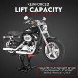 500kg Motorcycle Lift Scissor Jack Work Stand Motorbike Heavy Duty Bike - Front View