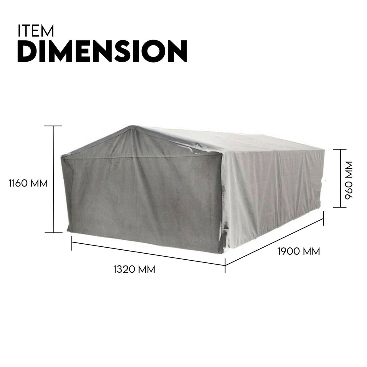 6X4 Box Trailer Cage Canvas Cover (900mm) Universal Waterproof Rip Resistant 3ft