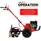 7HP Tiller Cultivator 4 Strokes Rotating Tines Power Handheld Rotary Hoe 4 Blades - 45-Degree Angle