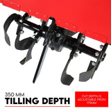 7HP Tiller Cultivator 4 Strokes Rotating Tines Power Handheld Rotary Hoe 4 Blades - Rear View