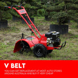 7HP Tiller Cultivator 4 Strokes Rotating Tines Power Handheld Rotary Hoe 4 Blades - Low Angle