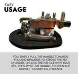 Whale Tail T Handle Lock Latch Compression Lock Trailer Toolbox Black Chrome - Side View