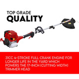 4 STROKE Whipper Snipper Straight Shaft Line Trimmer 31CC Pole Brush Cutter - Front View