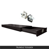 Under Tray Body Tool Box Trundle Drawer 1500 Long UTE Truck ToolBox Black - Front View