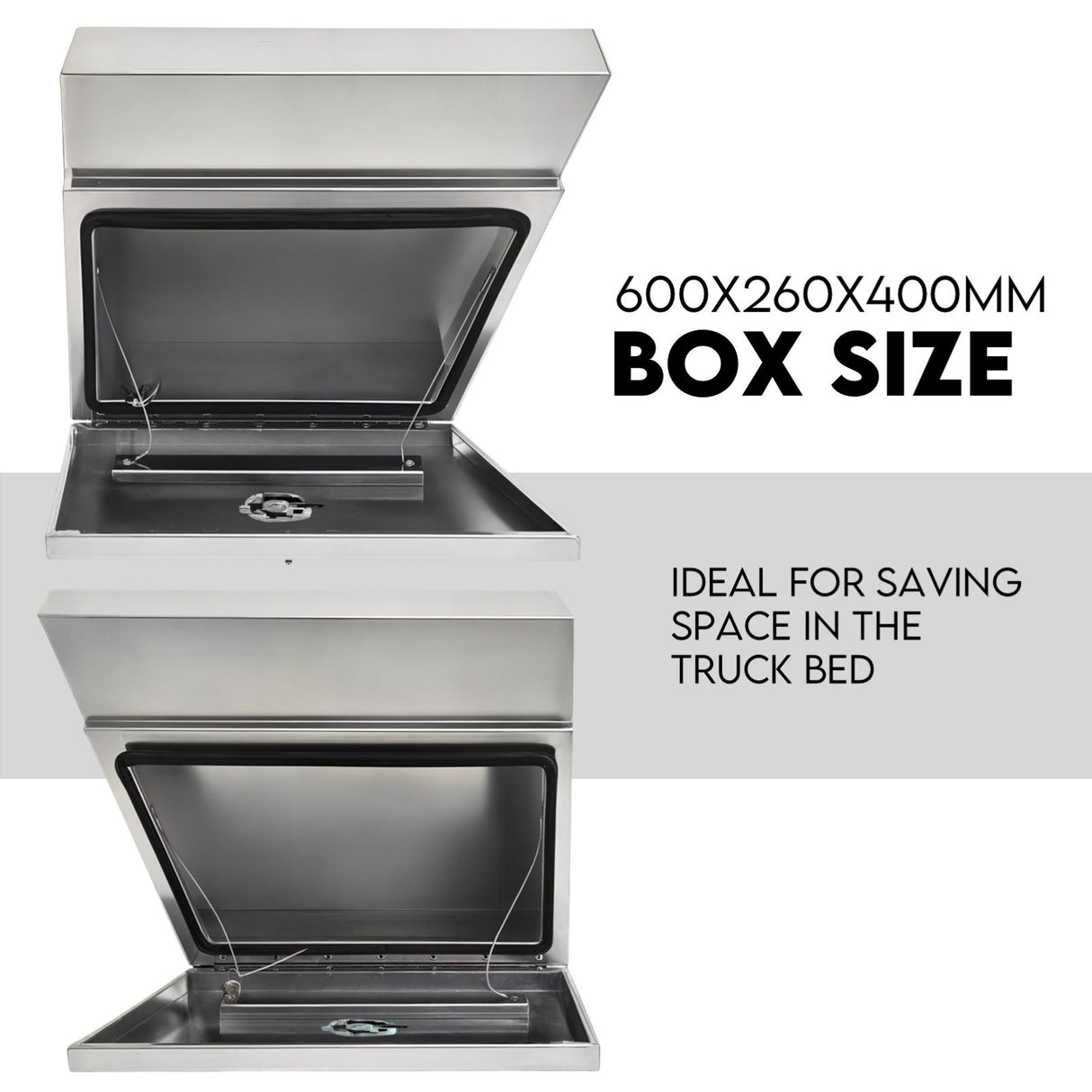 600mm Pair of Under Tray Undertray Tool Box Aluminium Alloy Underbody Toolbox