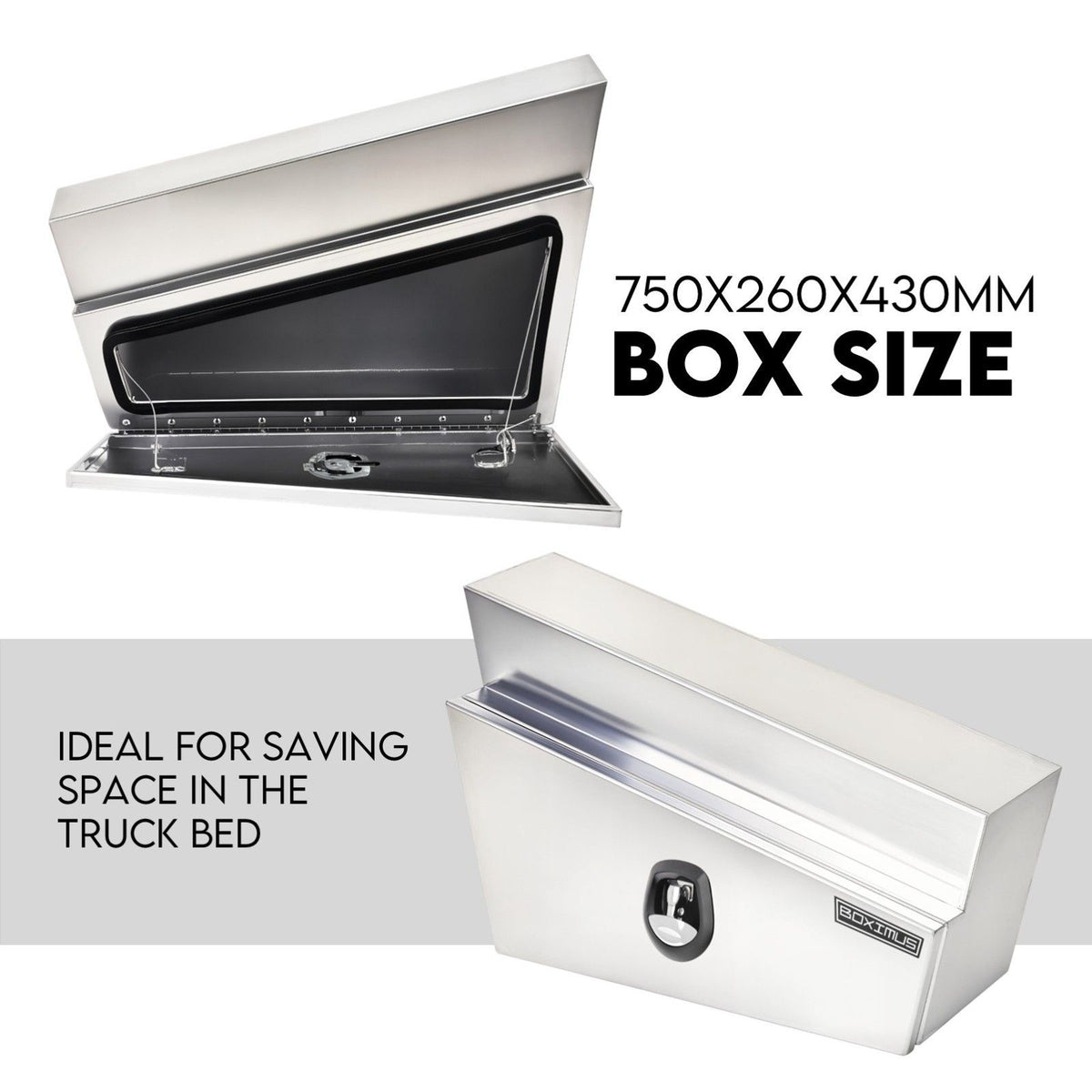 750mm Pair of Undertray Toolbox Aluminium Under Tray Underbody Tool Box Flat UTE