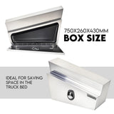 750mm Pair of Undertray Toolbox Aluminium Under Tray Underbody Tool Box Flat UTE - Side View