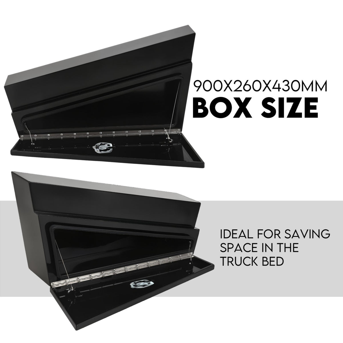 900mm Black Pair of Under Tray Undertray Tool Box Steel Underbody Toolbox Truck