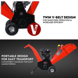 7HP Wood Chipper Self Feeding Shredder Mulcher Machine Petrol Garden Portable - Close-Up Angle